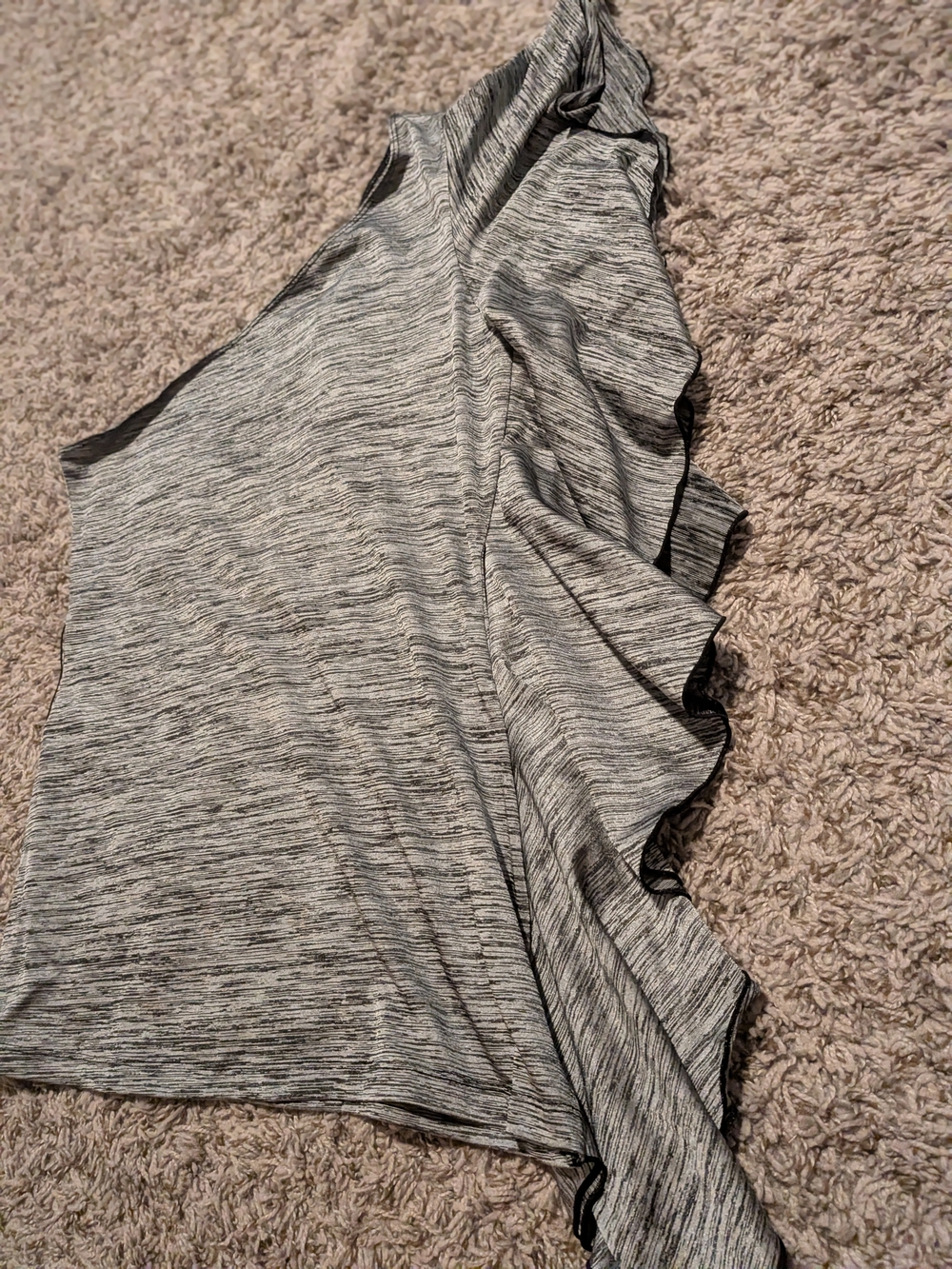 Gray Marled One-Shoulder Ruffle Top - Picture 2 of 6